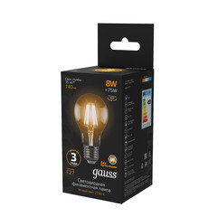 Лампа светодиодная филаментная Gauss Filament E27 2700К 8 Вт 740 Лм 185-265 В груша A60 прозрачная - фото 5