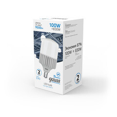 Лампа светодиодная Gauss Elementary E40 6500К 100 Вт 9500 Лм 180-240 В цилиндр T160 матовая - фото 4