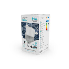 Лампа светодиодная Gauss Elementary E40 4000К 80 Вт 7200 Лм 180-240 В цилиндр T140 матовая - фото 5