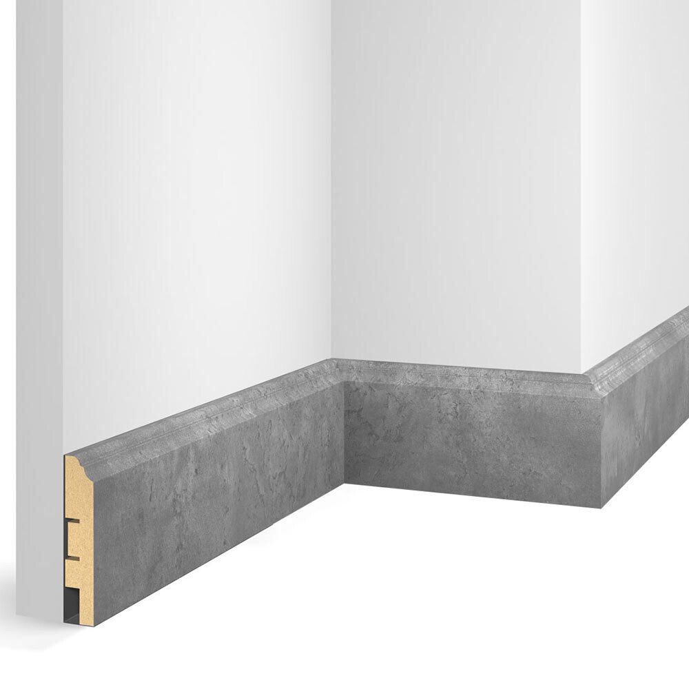 

Плинтус МДФ напольный Cosca Decor VP07 бетон 80х16х2400 мм, Серый