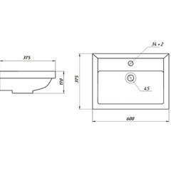 Раковина Универсал Томь 60 см подвесная белая (4607152363500) - фото 2