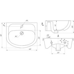 Раковина Универсал Элегия 46 см подвесная белая (4607152361988) - фото 2