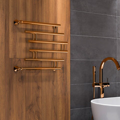 Полотенцесушитель водяной Indigo Zip 500х500 мм фокстрот с боковым подключением 500 мм золото - фото 3