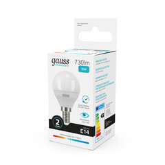 Лампа светодиодная Gauss E14 4100К 10 Вт 730 Лм 180-240 В шар матовая - фото 5