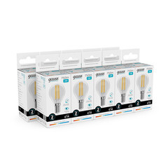 Лампа светодиодная филаментная Gauss E14 4100К 12 Вт 750 Лм 190-240 В шар прозрачная - фото 6