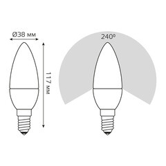 Лампа светодиодная Gauss E14 3000К 12 Вт 880 Лм 180-240 В свеча матовая - фото 2