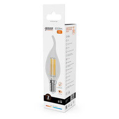 Лампа светодиодная филаментная Gauss E14 2700К 10 Вт 650 Лм 190-240 В свеча на ветру прозрачная - фото 4