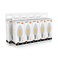 Лампа светодиодная филаментная Gauss E14 2700К 12 Вт 730 Лм 190-240 В свеча прозрачная - фото 6