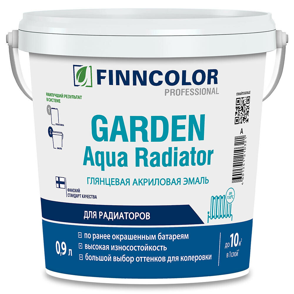 

Эмаль для радиаторов Finncolor Garden Aqua Radiator база C бесцветная глянцевая акриловая 0,9 л, Бесцветный