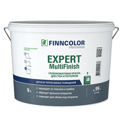 Изображение товара Краска влагостойкая Finncolor Expert MultiFinish база VVA глубокоматовая белая 9 л