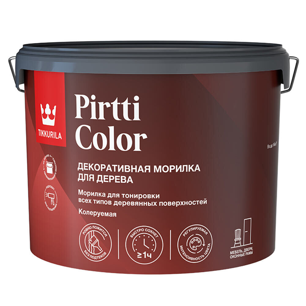 

Морилка Tikkurila/Tikkivala Pirtti Color водная бесцветная 9 л, Бесцветный