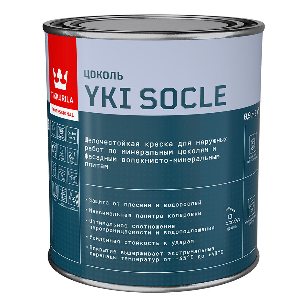 

Краска фасадная Tikkurila/Tikkivala Yki Socle база A белая 0,9 л