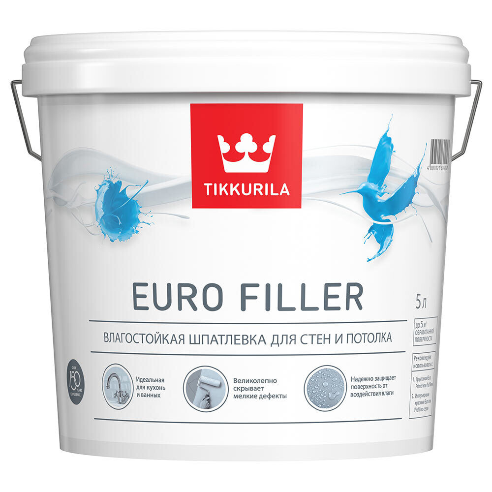 

Шпатлевка Tikkurila/Tikkivala Euro Filler влагостойкая 5 л