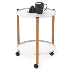 Изображение товара Журнальный столик круглый белый муар/светлый орех Sheffilton SHT-CT62