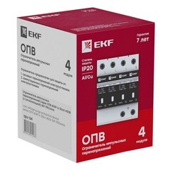 Ограничитель напряжения модульный EKF 400 В 20 кА 4P (opv-c4) - фото 4