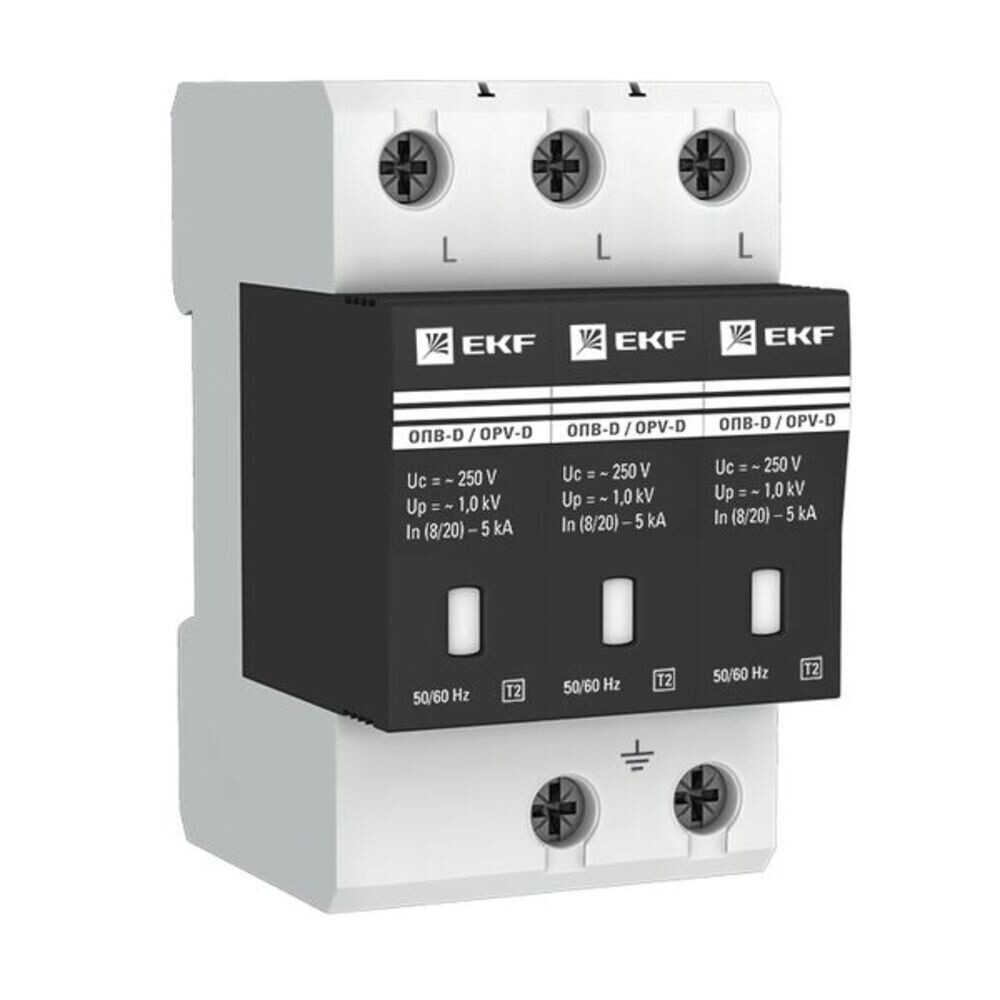 

Ограничитель напряжения модульный EKF PROxima (opv-d3) 230 В 5 А тип AC 3P