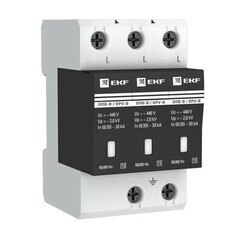 Изображение товара Ограничитель напряжения модульный EKF PROxima 400 В 30 кА 3P (opv-b3)