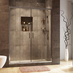 Душевая дверь WasserKraft Lippe стекло прозрачное 150х190 см профиль хром 6 мм раздвижная (45S08) - фото 2