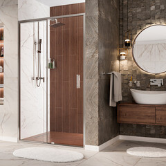 Душевая дверь WasserKraft Berkel 48P стекло прозрачное 130х200 см профиль хром 6 мм распашная (48P30) - фото 3