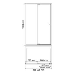 Душевая дверь WasserKraft Aula 11P стекло прозрачное 90х190 см профиль хром 6 мм распашная (11P04) - фото 2