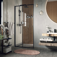 Душевая дверь WasserKraft Dill стекло прозрачное 110х200 см профиль черный 6 мм раздвижная (61S13) - фото 3