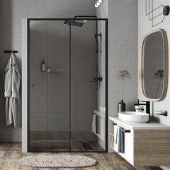 Душевая дверь WasserKraft Dill стекло прозрачное 110х200 см профиль черный 6 мм раздвижная (61S13) - фото 6