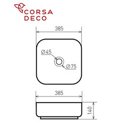 Раковина Corsa Deco WX200 38 см накладная черная (ABWX38QB) - фото 6