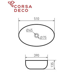 Раковина Corsa Deco WX100 51 см накладная белая (ABWX51C) - фото 6