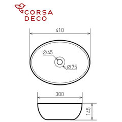 Раковина Corsa Deco WX100 41 см накладная белая (WX41C) - фото 6