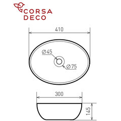 Раковина Corsa Deco WX100 41 см накладная черная (ABWX41CB) - фото 6