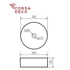 Раковина Corsa Deco FX100 36 см накладная белая (ABFX36) - фото 6