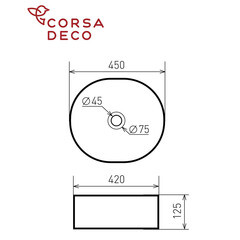 Раковина Corsa Deco FX200 45 см накладная белая матовая (ABFX45MW) - фото 6