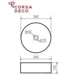 Раковина Corsa Deco FX100 36 см накладная черная/белая матовая (ABFX36BW) - фото 6