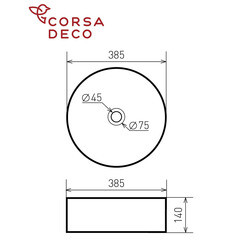 Раковина Corsa Deco Crystal 38 см накладная черная (ABCR38B) - фото 6