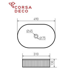 Раковина Corsa Deco Lines 49 см накладная черная (ABLVX49OB) - фото 6