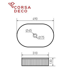 Раковина Corsa Deco Lines 49 см накладная белая матовая (ABLVX49OMW) - фото 6