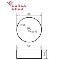 Раковина Corsa Deco Crystal 38 см накладная белая/черная матовая (ABCR38WB) - фото 6