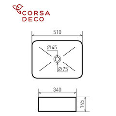 Раковина Corsa Deco Crystal 51 см накладная белая/черная матовая (ABCR51RWB) - фото 6
