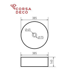 Изображение товара Раковина Corsa Deco Crystal 38 см накладная черная/белая матовая (ABCR38BW)