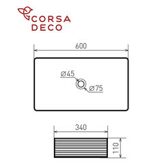 Раковина Corsa Deco Stripe100 60 см накладная белая (ABST60R) - фото 6