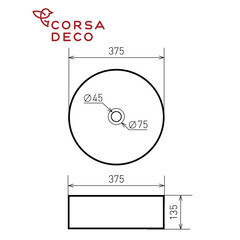 Раковина Corsa Deco WX300 37 см накладная белая (ABWX37) - фото 6