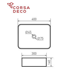 Раковина Corsa Deco WX200 40 см накладная белая (ABWX40R) - фото 6