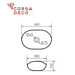 Раковина Corsa Deco WX100 44 см накладная белая (ABWX41C) - фото 6