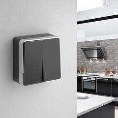 Выключатель Werkel Gallant двухклавишный накладной черный/хром (a050972) - фото 7