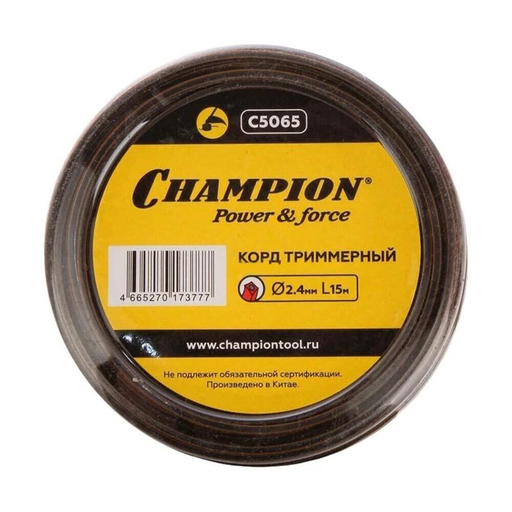 

Леска для триммера Champion Nylplus Square квадрат 2,4 мм х 15 м черная (C5065), Черный