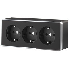 Розетка Werkel Gallant накладная черная/хром со шторками (a052592) - фото 1