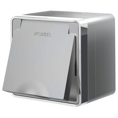 Изображение товара Розетка Werkel Gallant накладная серебряная со шторками с крышкой (a052775)