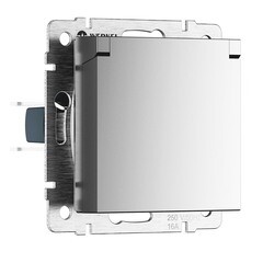 Изображение товара Розетка Werkel встраиваемая серебряная матовая со шторками с крышкой (a069594)