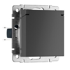 Розетка Werkel встраиваемая графит матовый со шторками с крышкой (a069592) - фото 1