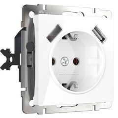 Изображение товара Розетка Werkel встраиваемая белая с 2хUSB-А (a051141)